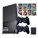 Playstation 2 Ps2 Slim Completo 02 Controles 60 Jogos Com Hdm 