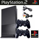 Playstation 2 Slim Promoção Barato Ps2 2controles 5 Jogos 