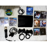 Playstation 3 Super Slim Com 10 Jogos E Kit Move Com Câmera