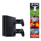 Playstation 4 Ps4 Slim Preto Jet Black 1tb Dois Controles Um Jogo Gta 5 Red Dead Redemption 2 Fc25 Fifa 25