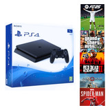Playstation 4 Ps4 Slim Preto Jet Black 1tb Um Jogo Fc 25 Fifa 25 Gta 5 Red Dead Redemption 2 Fc25 Fifa 25