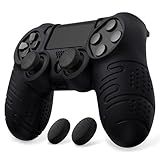 PlayVital Capa De Silicone Preta Line   Dot Para Controle Ps4  Capa Protetora Macia Antiderrapante Com Tampas De Aperto De Polegar Para Ps4 Para Ps4 Slim Para Controle Ps4 Pro