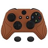 PlayVital Samurai Edition Signal Brown Anti Slip Controller Grip Silicone Skin For Xbox One X S Controller Ergonomic Soft Rubber Protective Case Cover For Xbox One S X Controller With Thumb Grips