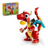 Plego® Creator 3 Em 1 Dragão Vermelho Criaturas Mitológicas, Seres Místicos, Peixes Coloridos, Brinquedos De Animais, Brinquedos Para Meninos, Brinquedos Para Crianças De 6 Anos 31145/p