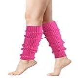 Pleneal Polainas Femininas Aquecedores De Perna Anos 80 Com Nervuras De Malha Y2k Para Festa De Ioga Esportes Acessórios De Moda Rosa Choque 1 One Size