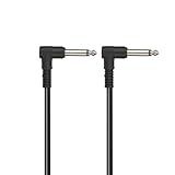 PluCable Cabo De Audio P10 Para P10 Mono 90 Graus P1002 Preto- Conexoes Em Metal- 20 Centimentos