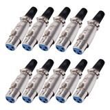 Plug Canon Femea Xlr Metal Microfone Kit Com 10 Peças