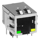 Plug Jack Rede Rj45 (4 Peça) Circuito Impresso Blindado 90° 