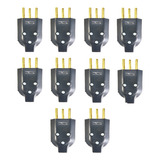 Plug P Tomada Macho 2p t Pino Fino 10a 250v Ilumi 10 Cor Preto