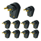 Plug Tomada Macho 2p 10a Preto Prensa Cabo Ilumi 10 Peças