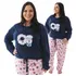 Plus Size Pijama Longo Feminino Inverno  Linda