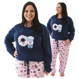 Plus Size Pijama Longo
