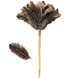 Pó De Plumas De Avestruz Pó De Plumas Fofo Natural Genuína Fofo Penas Pó E Madeira Reutilizável Ecológica Mão Longa Pó De Limpeza Para Dona De Casa Cinza Marrom 41 Cm Pequeno