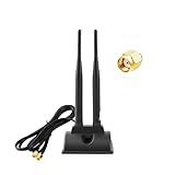 POBADY 2 4G 5G 5 8G WiFi Antena Dual Frequency MIMO Omnidirecional Signal Booster 6 DBi Base Magnética RP SMA Adaptador 1 2m 3 9ft Para PCIE Network Router WLAN Card Antena