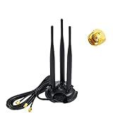 POBADY Antena WiFi 2 4G 5 8G Dual Frequency 8dBi MIMO Impulsionador De Sinal Omnidirecional Base Magnética RP SMA Adaptador 2M 2 M 2 M Para PCIE Network Wifi Card Router Antena Externa WLAN