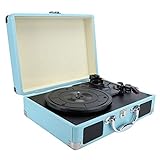 POCREATION Toca Discos Azul Portátil 33 45 78 RPM Mala Para Reprodução De Música E Discos De Vinil Regulamentações Dos EUA 