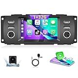 Podofo Rádio Estéreo Automotivo Sem Fio CarPlay Para Chrysler Dodge Jeep Wrangler JK Grand Cherokee Com Android Auto Tela Sensível Ao Toque De 5 Polegadas áudio Bluetooth Com GPS Navigation Mirror