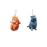 Pokinge 2 Peças De Enfeite Para Pendurar No Carro- Gato Fofo- Animal Balançando- Pingente Engraçado Acrílico Decoração Interior De Carro Modelo De Simulação Criativa Para Acessórios De Carro -A E C-