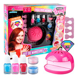 Polibrinq Kit Brinquedo Manicure E Mini Estufa Lixa Infantil Colorido
