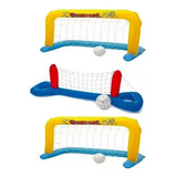 Polo Aquatico Inflavel Rede Volei E 2 Futebol Para Piscina