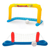 Polo Aquatico Inflavel Rede Volei Para Piscina E Futebol
