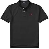 Polo Ralph Lauren Camisa Polo De Malha De Ajuste Clássico Para Meninos, Ralph Lauren, Preto, P