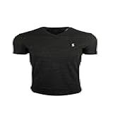 Polo Ralph Lauren Camiseta Masculina Com Gola V E Modelagem Clássica, Preto Mesclado (pônei Branco), P