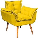 Poltrona Alice Decorativa Para Sala Cadeira Reforçada Para Recepção Sala De Espera Consultório Escritório Pé Castanho - Clique & Decore (amarelo)