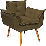Poltrona Alice Decorativa Para Sala Cadeira Reforçada Para Recepção Sala De Espera Consultório Escritório Pé Castanho Clique Decore Marrom 