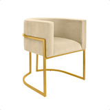 Poltrona Banqueta Dourado bege Recepção Escritório Sala Luxo Cor Dourado Material Do Estofamento Bege