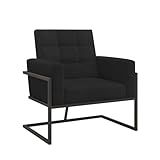 Poltrona Base De Ferro Reforçada Para Sala De Estar Recepção Estofada Confortável BASE DE FERRO COR PRETO PRETO