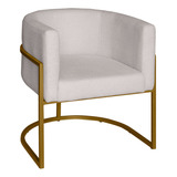 Poltrona Base Industrial Dourado P Sala Lety Bouclê Off Wte