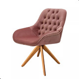 Poltrona Cadeira Decorativa Base Madeira Moderna Luxo