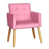 Poltrona Cadeira Decorativa Para Sala De Estar Recepção Reforçada Rosa 