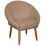 Poltrona Cadeira Para Recepção Sala De Estar Sala De Leitura Resistente Reforçada Tecido Veludo Pés Madeira MOBLAN Decor -1- Cappuccino-