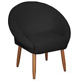 Poltrona Cadeira Para Recepção Sala De Estar Sala De Leitura Resistente Reforçada Tecido Veludo Pés Madeira MOBLAN Decor 1 Preto 
