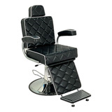 Poltrona Cadeira Reclinável De Barbeiro E Salão Suiça Lx Cor Preto Croco Dt Branco Forma Da Base Redonda