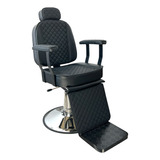 Poltrona Cadeira Reclinável De Barbeiro E Salão Valent Black