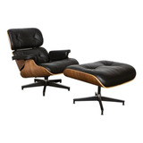Poltrona Charles Eames C puff Couro Legitimo Preto Em Imbuia