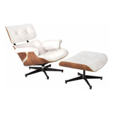 Poltrona Charles Eames C puff Couro Natural Branco Freijó
