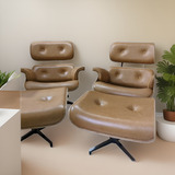 Poltrona Charles Eames C puff Couro Natural Caramelo N151