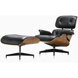 Poltrona Charles Eames C puff Em Couro Legitimo Preto