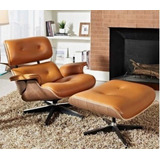 Poltrona Charles Eames Com Puff Couro