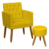 Poltrona Com Puff Decorativo Para Sala De Estar Recepção