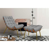 Poltrona Costela Adão Base Dourada Linho 81cm X 63cm