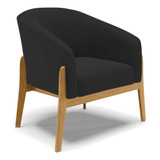 Poltrona D rossi Stella Base De Madeira Marrom Veludo Cor Preto
