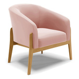 Poltrona D rossi Stella Com Base De Madeira Castanho E Veludo Cor Rosa