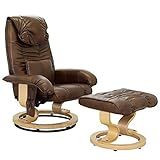 Poltrona De Massagem Grenaa Elétrica Reclinável Giratória PU Marrom Vintage Gran Belo