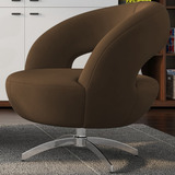 Poltrona Decorativa Base Giratoria Onix Sl 942 Moll Cor Marrom Desenho Do Tecido Veludo