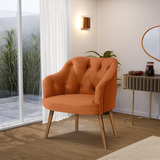Poltrona Decorativa Beatriz Confortável Veludo Terracota Ideal Para Quarto E Sala De Estar   Av Móveis